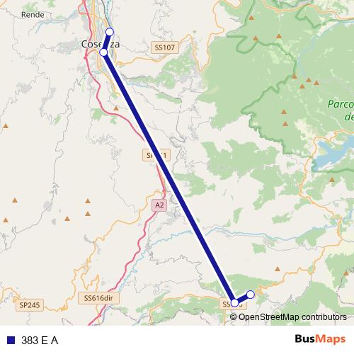 383 E A bus Line Map