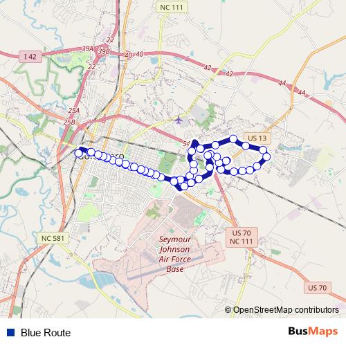 Blue Route bus Line Map