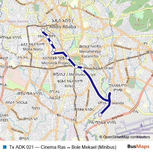 Tx ADK 021 bus Line Map