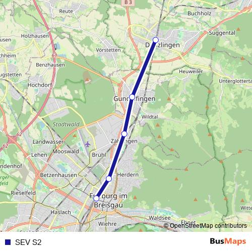 SEV S2 rail Line Map