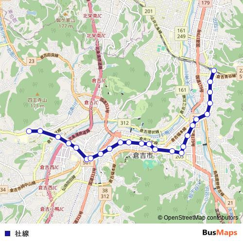 야시로선:구라요시에키~겐칸마에~노갓코 bus Line Map
