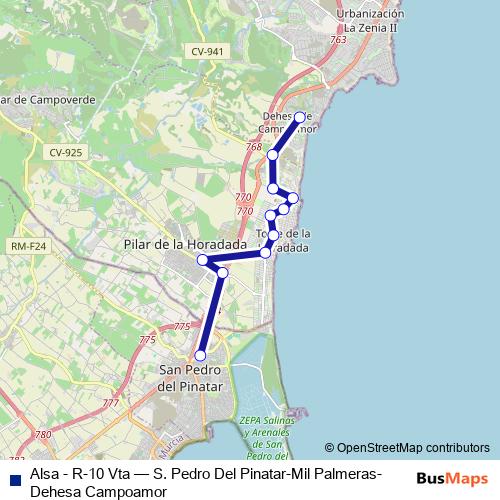 Alsa - R-10 Vta bus Line Map