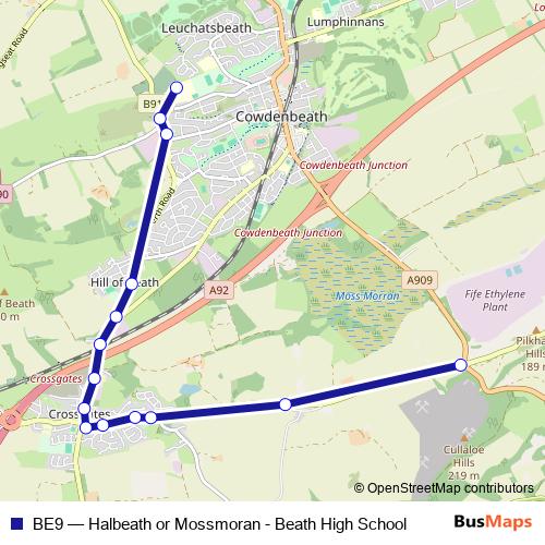 BE9 bus Line Map