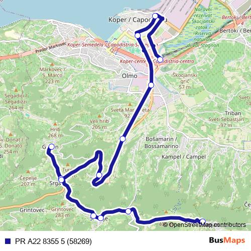 PR A22 8355 5 (58269) bus Line Map