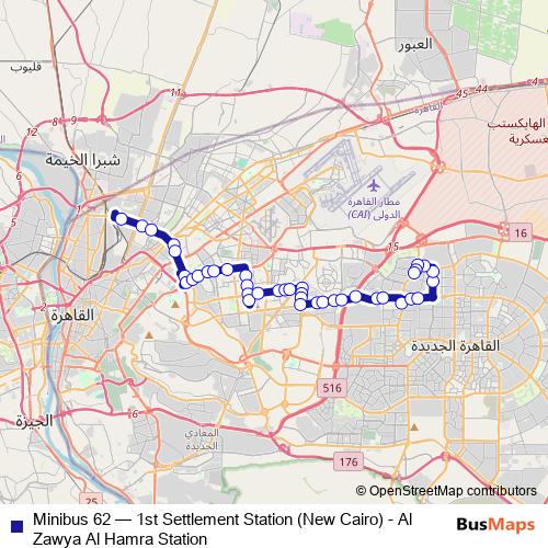 Minibus 62 bus Line Map