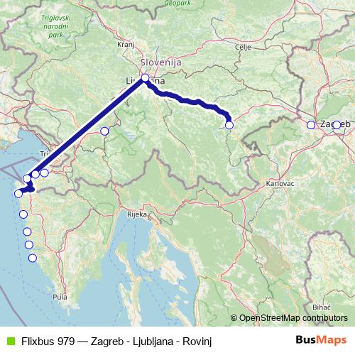 Flixbus 979 bus Line Map
