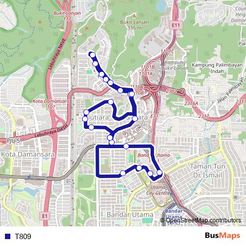 T809 bus Line Map