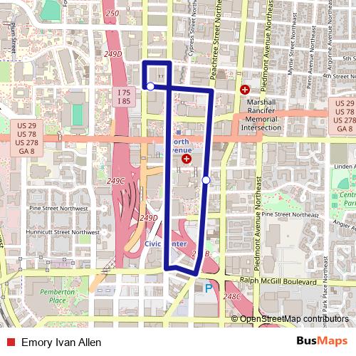 Emory Ivan Allen bus Line Map