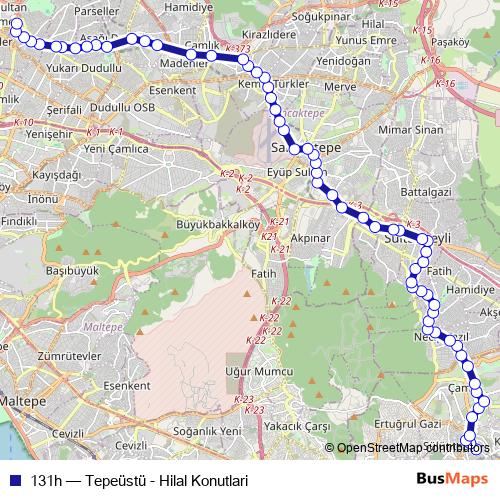 131h bus Line Map