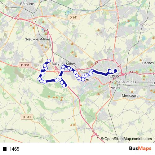 1465 bus Line Map