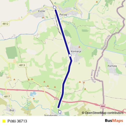 Pótló 36713 bus Line Map