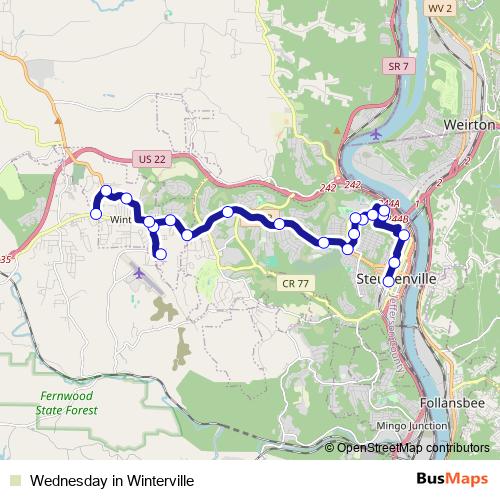 Wednesday in Winterville bus Line Map