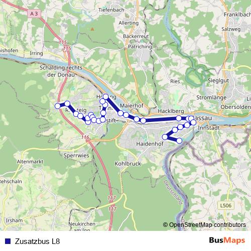 Zusatzbus L8 bus Line Map