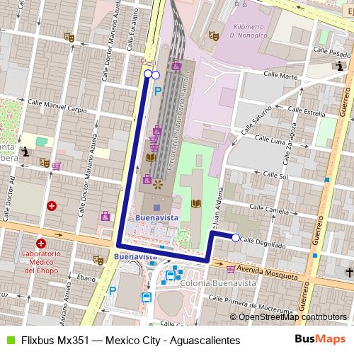 Flixbus Mx351 bus Line Map