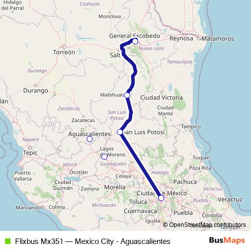 Flixbus Mx351 bus Line Map
