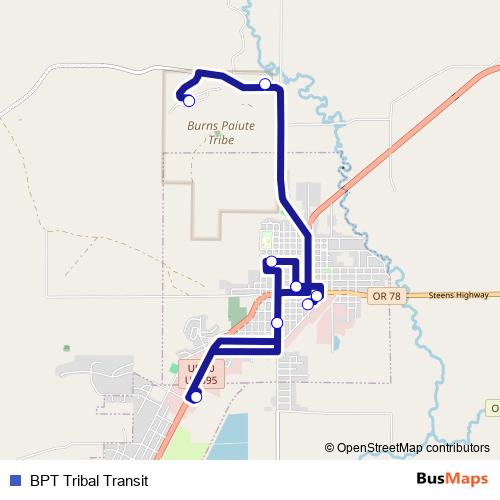 BPT Tribal Transit bus Line Map
