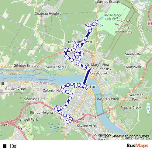 13s bus Line Map