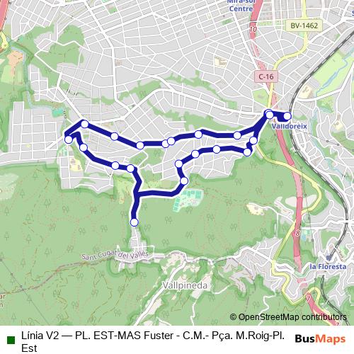 Línia V2 bus Line Map