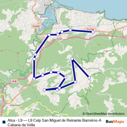 Alsa - L9 bus Line Map