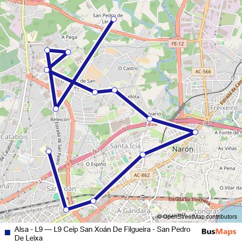 Alsa - L9 bus Line Map