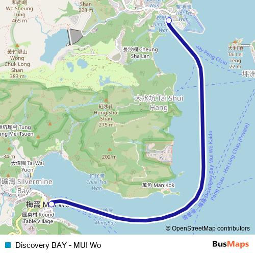 Discovery BAY - MUI Wo ferry Line Map