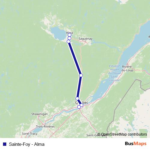 Sainte-Foy - Alma bus Line Map