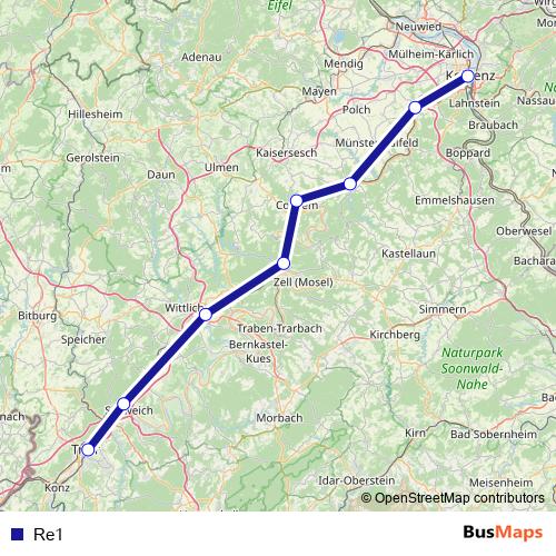 Re1 bus Line Map