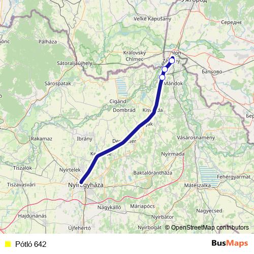 Pótló 642 bus Line Map