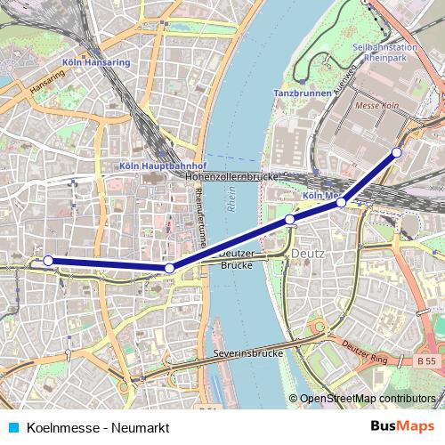 Koelnmesse - Neumarkt tram Line Map