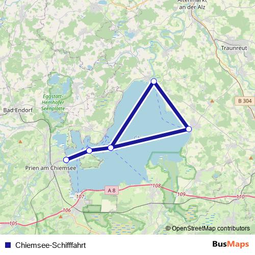 Chiemsee-Schifffahrt ferry Line Map
