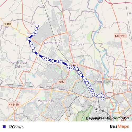 130down bus Line Map