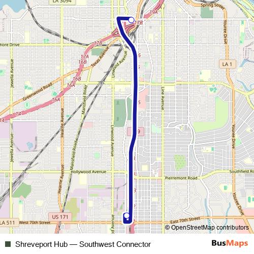 Shreveport Hub bus Line Map