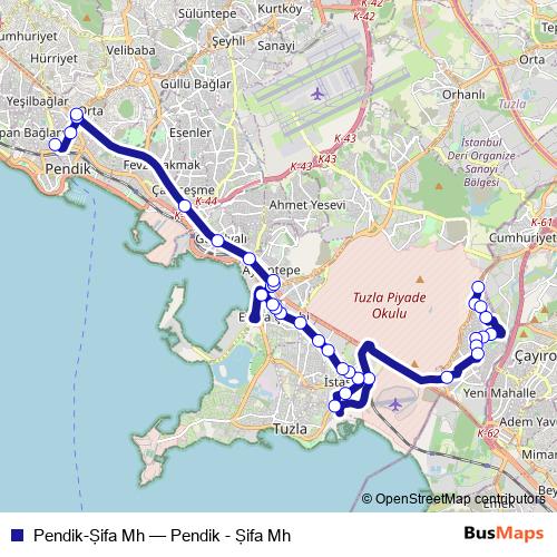 Pendik-Şifa Mh bus Line Map