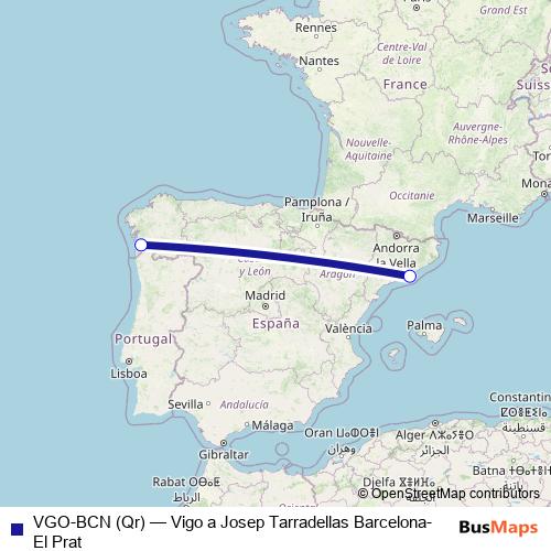 VGO-BCN (Qr) air Line Map