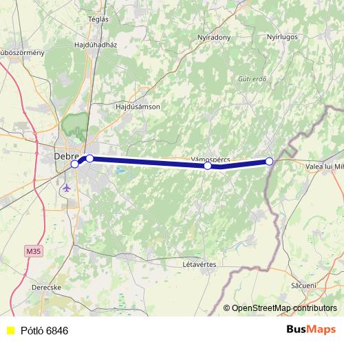 Pótló 6846 bus Line Map