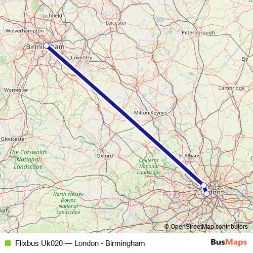 Flixbus Uk020 bus Line Map