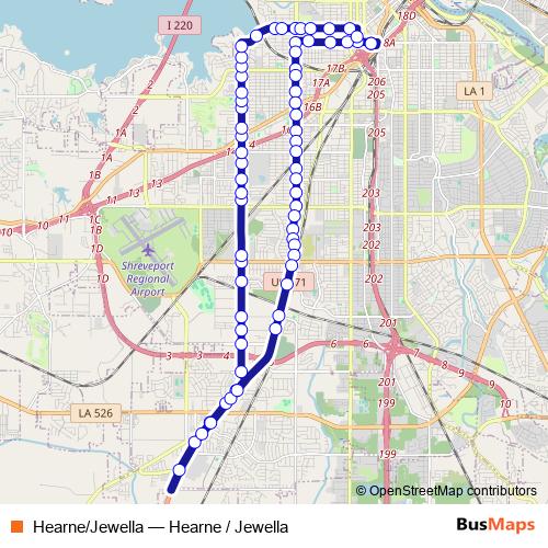 Hearne/Jewella bus Line Map