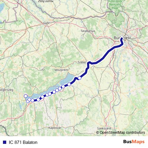 IC 871 Balaton rail Line Map