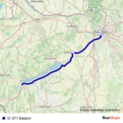 IC 871 Balaton rail Line Map
