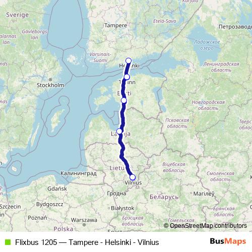Flixbus 1205 bus Line Map