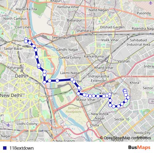 118extdown bus Line Map