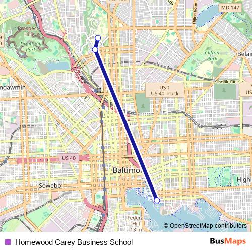 Homewood Carey Business School bus Line Map