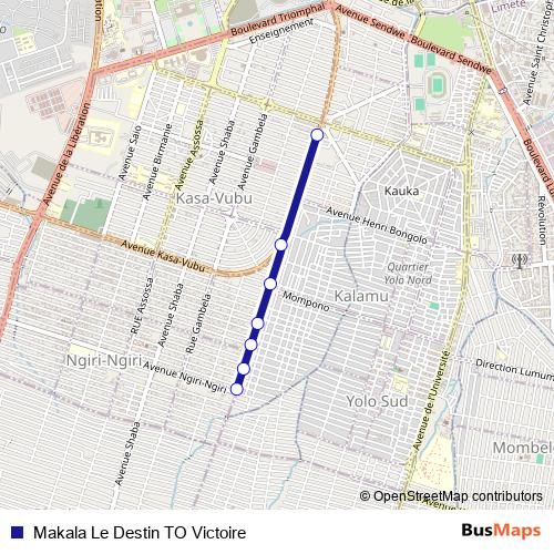 Makala Le Destin TO Victoire bus Line Map