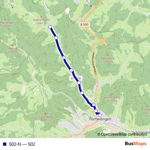 502-N bus Line Map