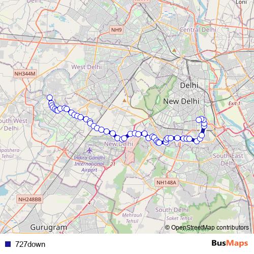 727down bus Line Map