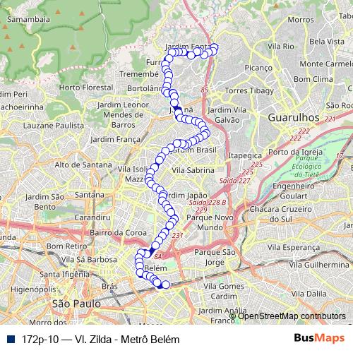 172p-10 bus Line Map