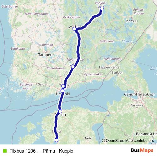 Flixbus 1206 bus Line Map