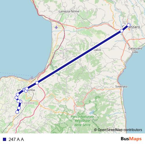 247 A A bus Line Map