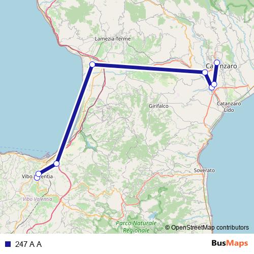 247 A A bus Line Map