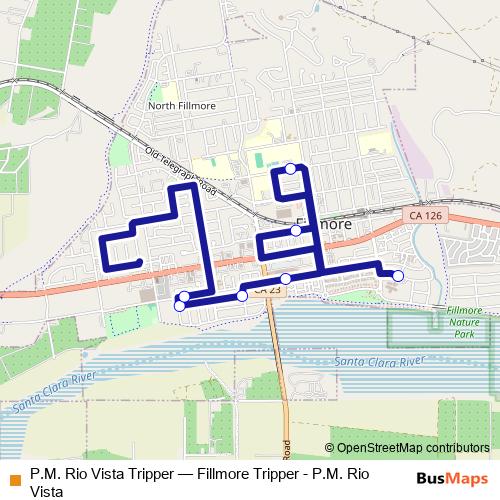 P.M. Rio Vista Tripper bus Line Map